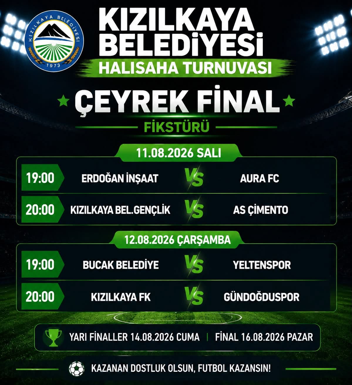 Kızılkaya’da Çeyrek Final Heyecanı Başlıyor! İşte Dev Maçların Programı